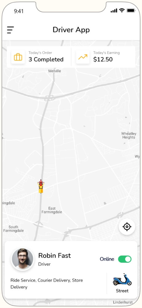 food delivery driver app