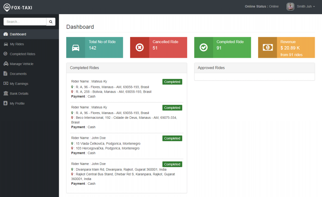 Driver Web Panel Demo