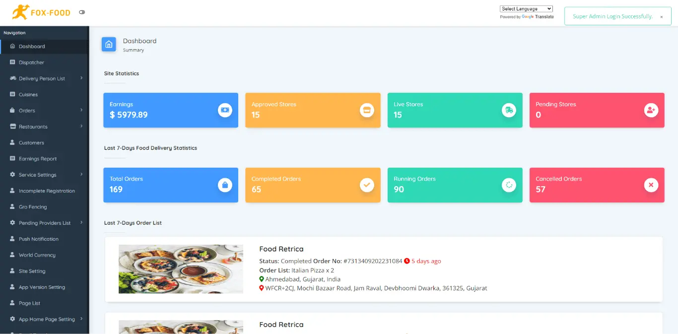 Food Ordering App Admin Panel