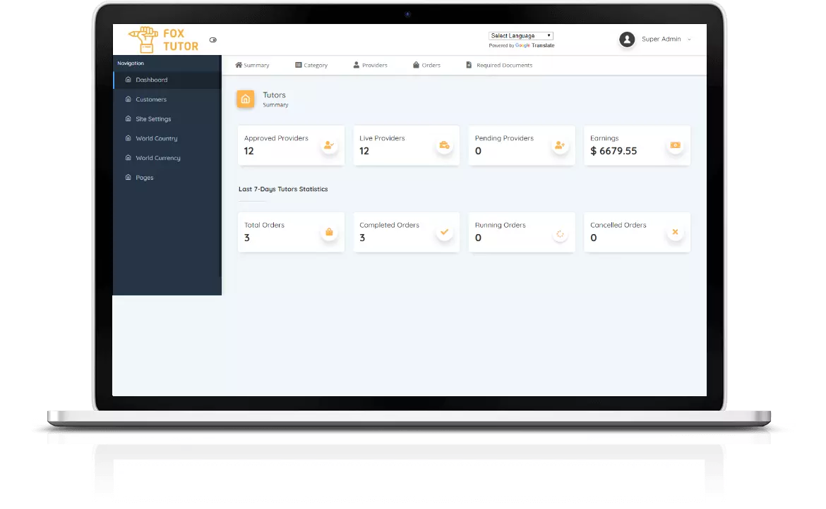 admin panel mockup image