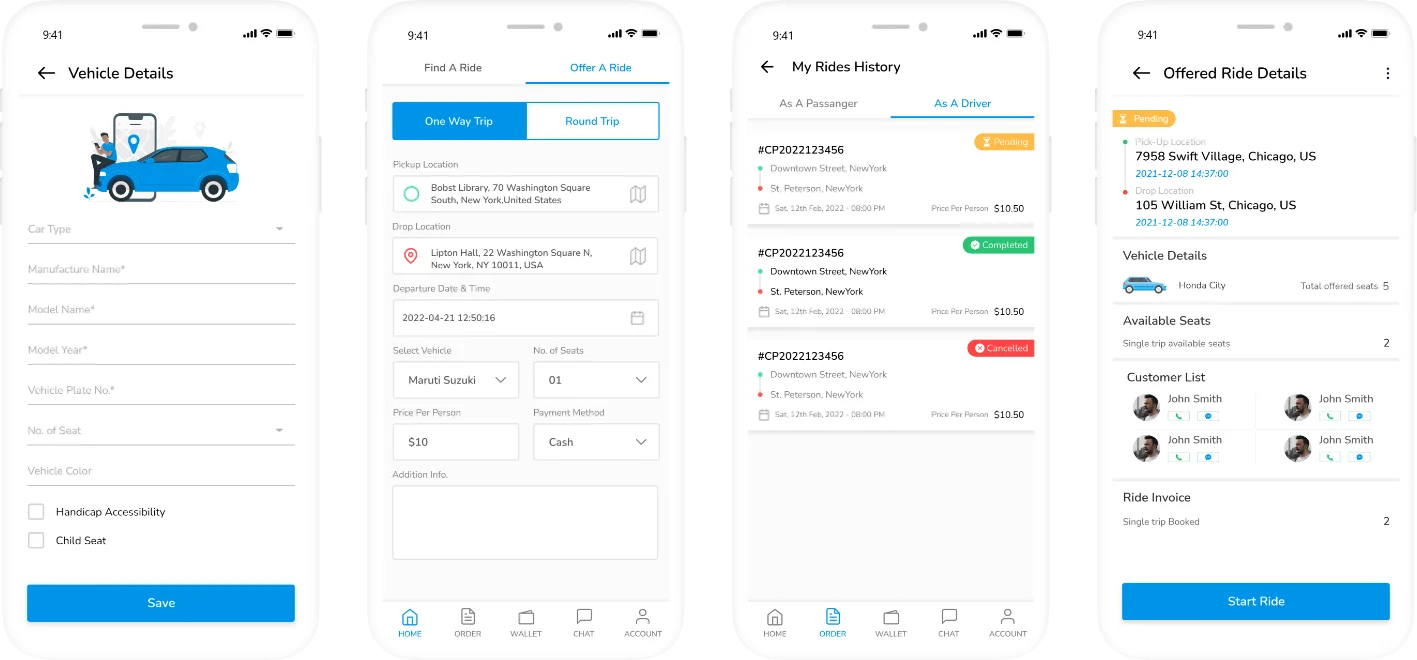 carpool offer ride ui