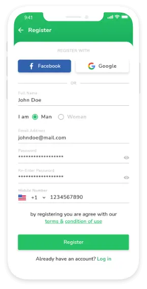 Driver Registration Screen