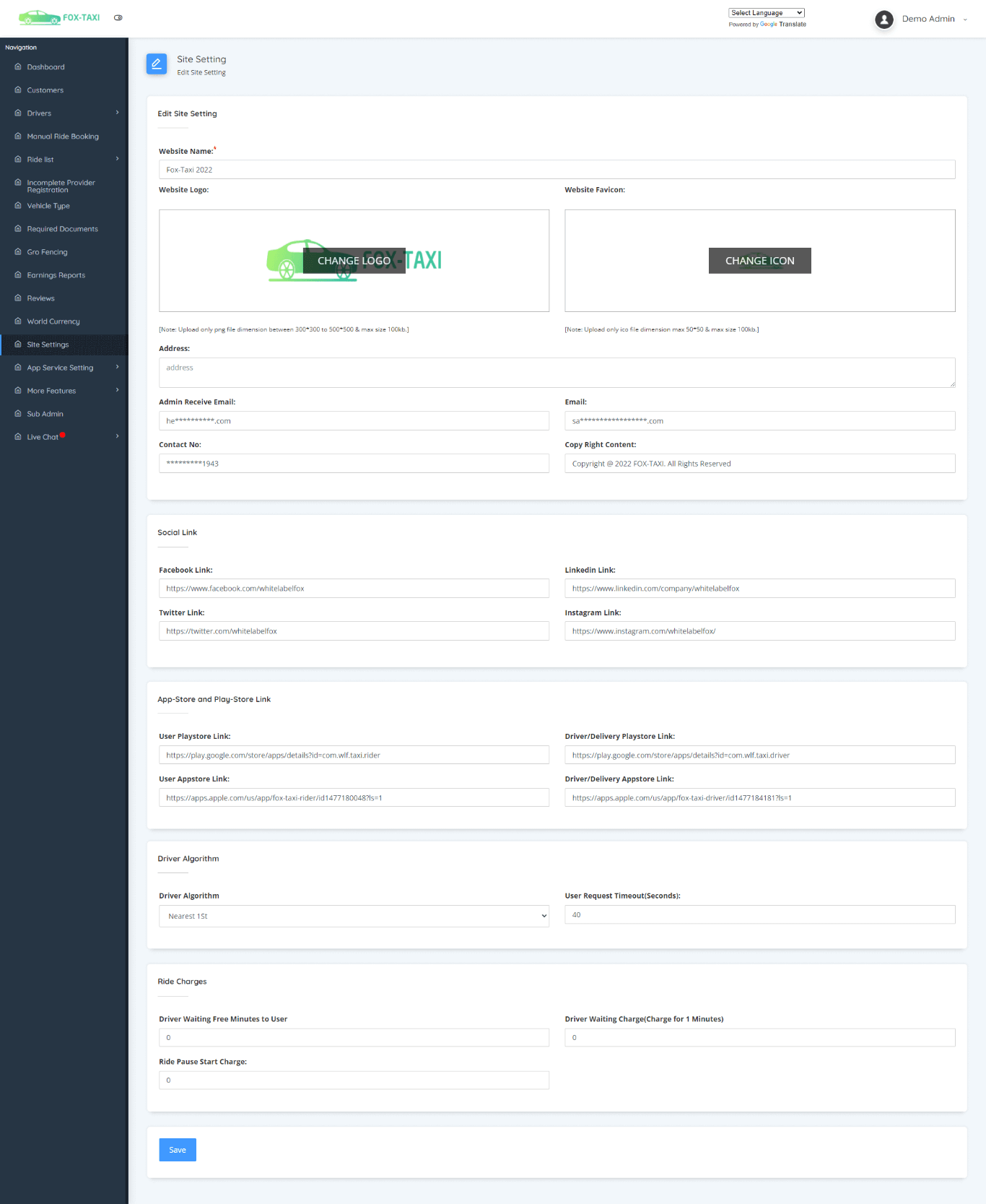 General Site Settings