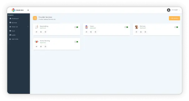 Gojek clone service provider panel
