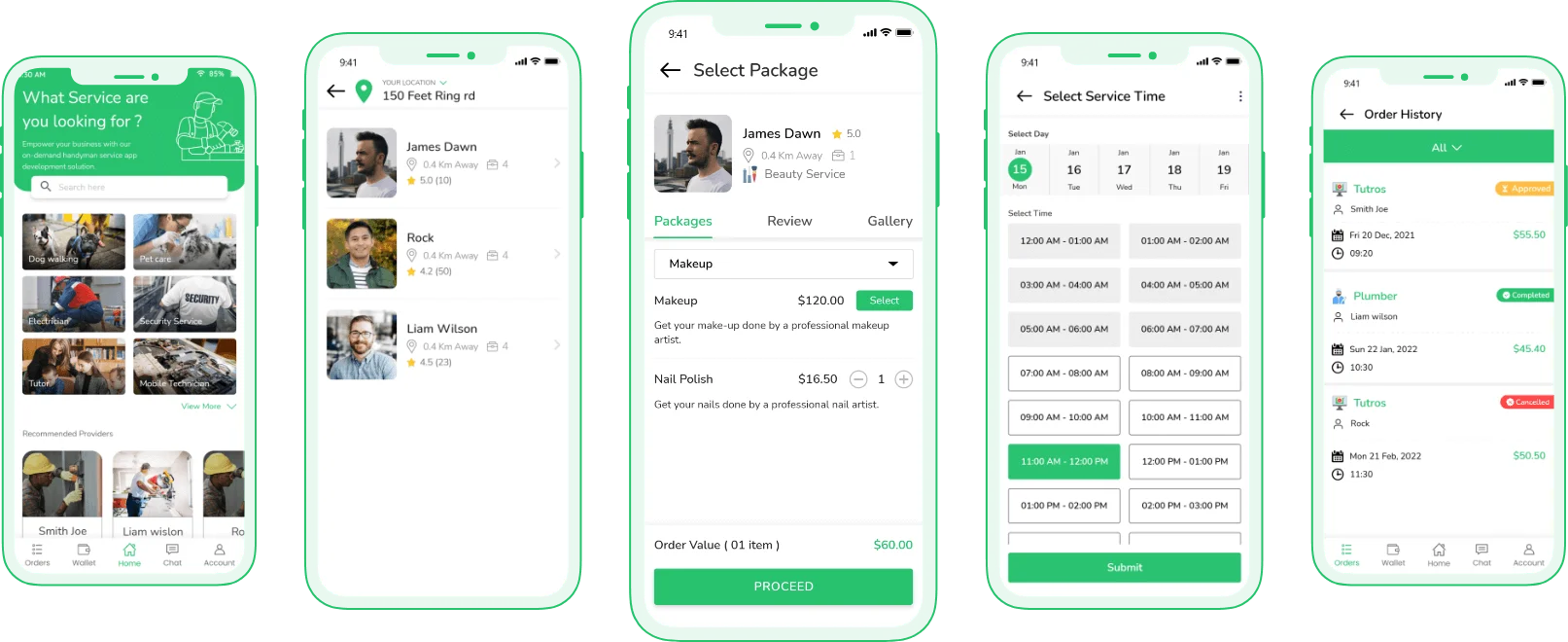 handyman ui section customer app ui