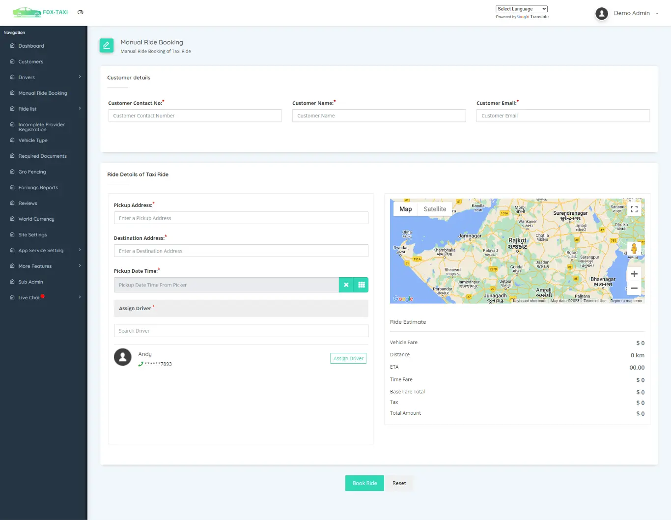 Manual Ride Booking