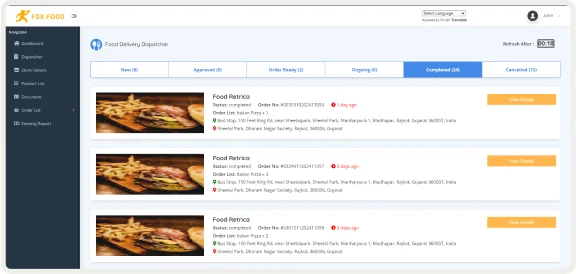 food Restaurant Web Panel