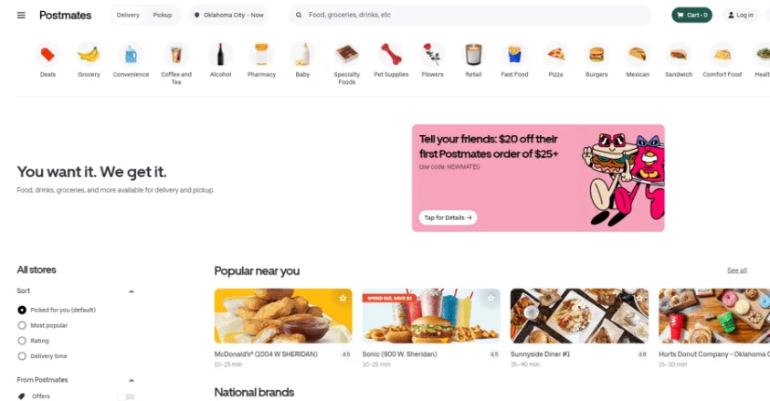 Postmates Food Delivery