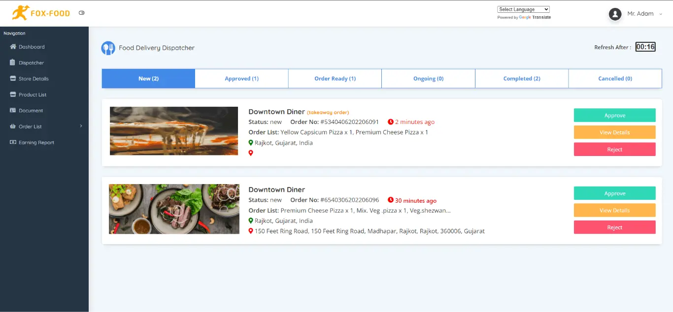Store admin panel