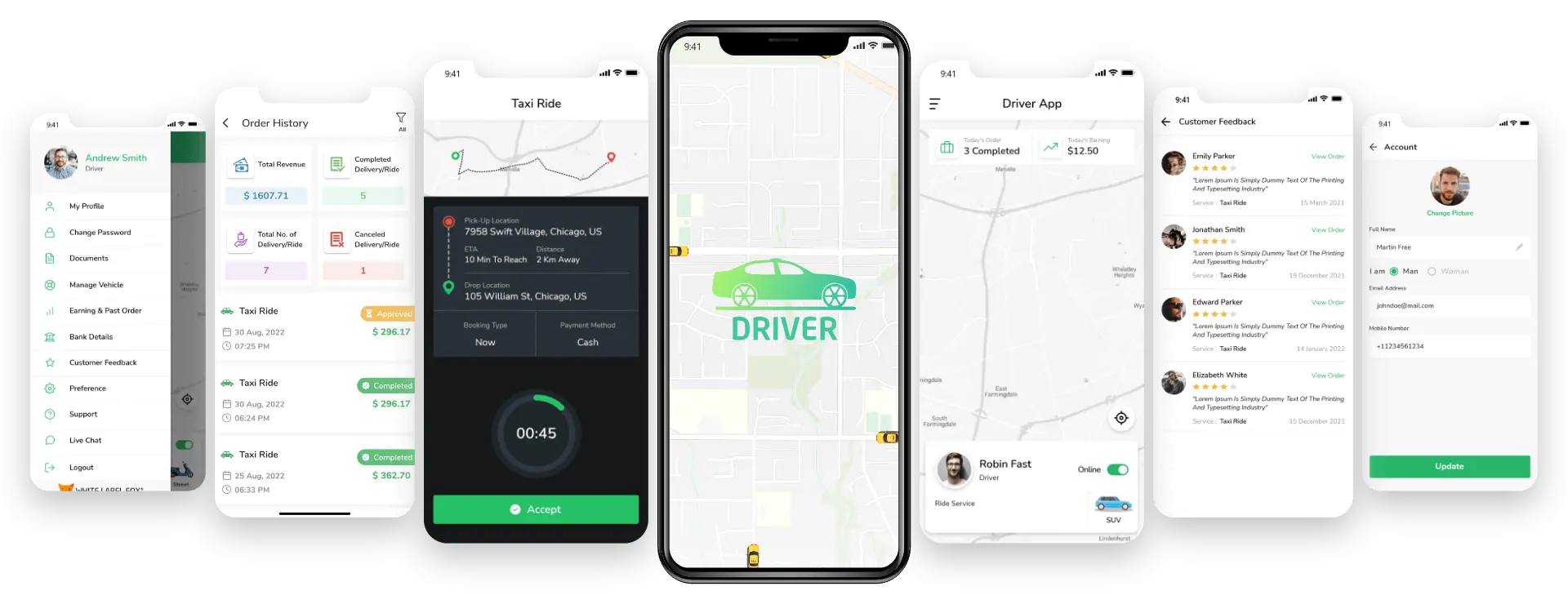 Taxi app driver mockup