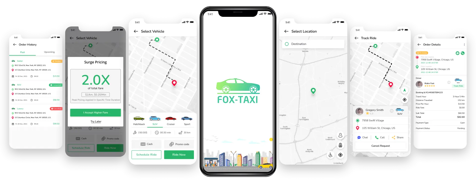 Taxi app user mockup