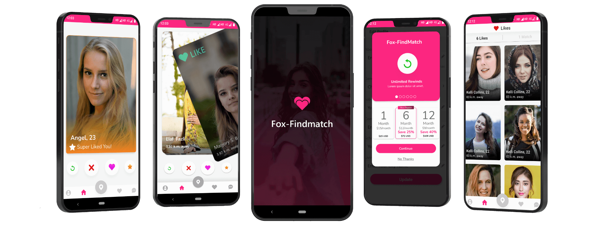 Tinderclone app mockup