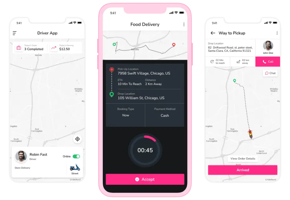 Food ORDERING APP Driver Mockup