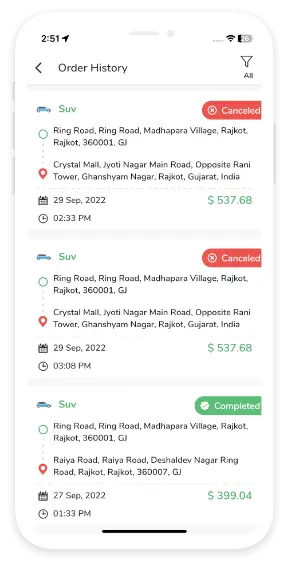 User-Ride-History